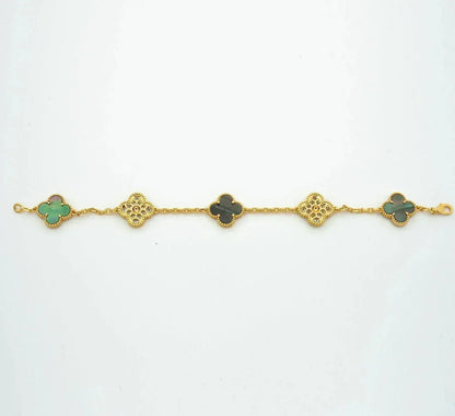 [Everoly JW]CLOVER 5 MOTIF GRAY MOP DIAMOND BRACELET