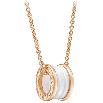 [Everoly JW]ZERO 1 WHITE CERAMIC PINK GOLD DIAMOND NECKLACE