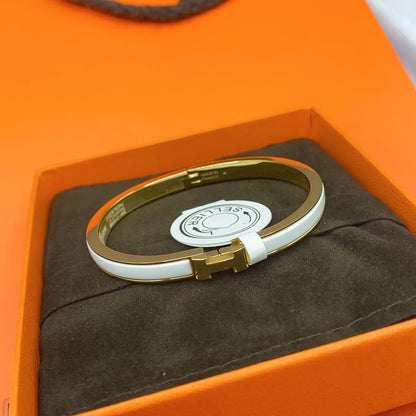 [Everoly JW]KLASSISCHES HM CLIC WEISSES 8MM EMAILLE-ARMBAND