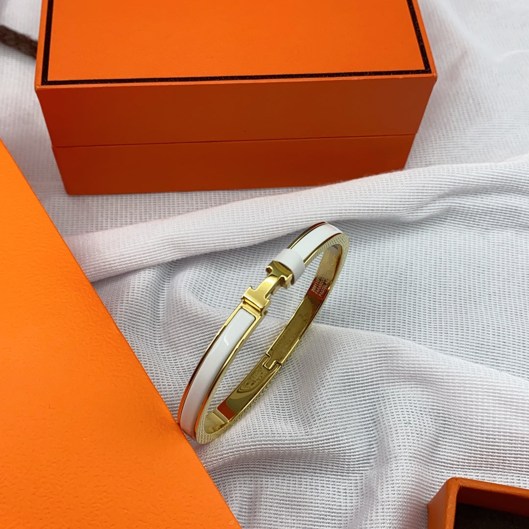 [Everoly JW]KLASSISCHES HM CLIC WEISSES 8MM EMAILLE-ARMBAND