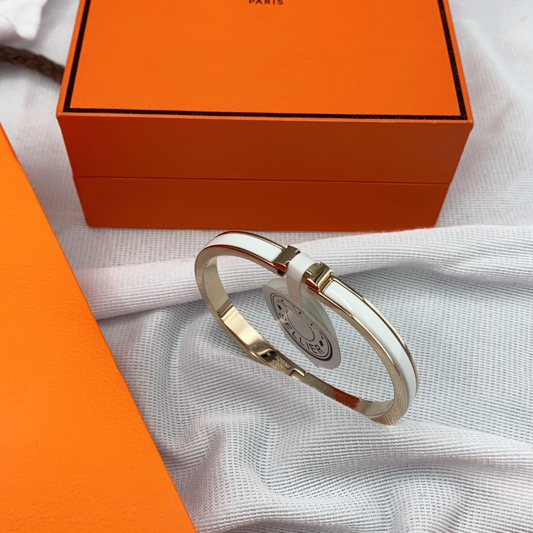 [Everoly JW]KLASSISCHES HM CLIC WEISSES 8MM EMAILLE-ARMBAND