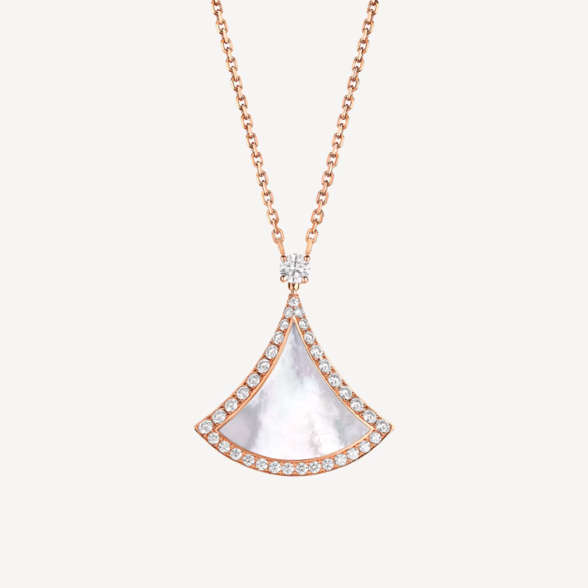 [Everoly JW]DREAM MOP DIAMOND PAVED PINK GOLD NECKLACE