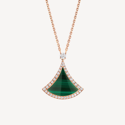 [Everoly JW]DREAM MALACHITE DIAMOND PAVED PINK GOLD NECKLACE