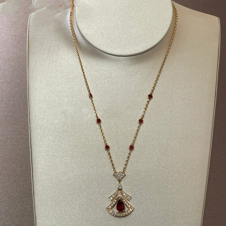 [Everoly JW]DREAM NECKLACE CARNELIAN DIAMOND PINK GOLD