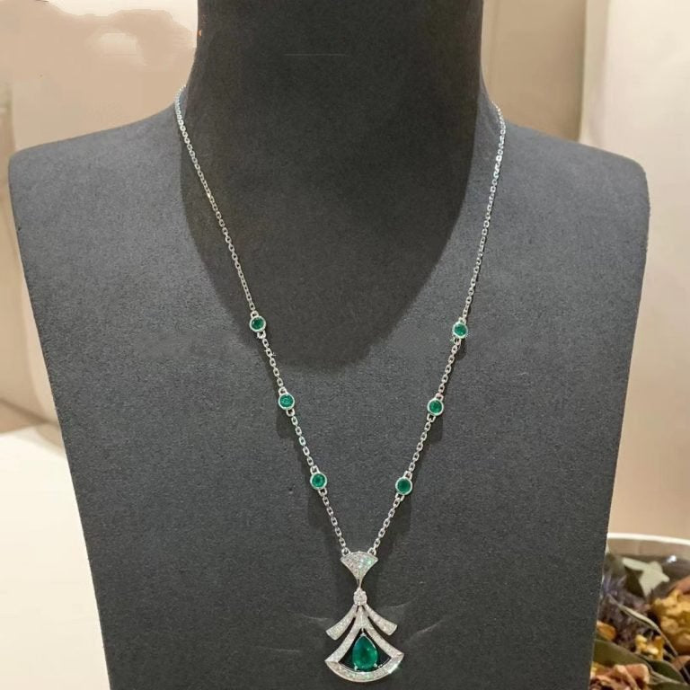 [Everoly JW]DREAM NECKLACE MALACHITE DIAMOND SILVER