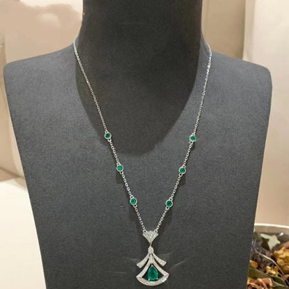 [Everoly JW]DREAM NECKLACE MALACHITE DIAMOND SILVER