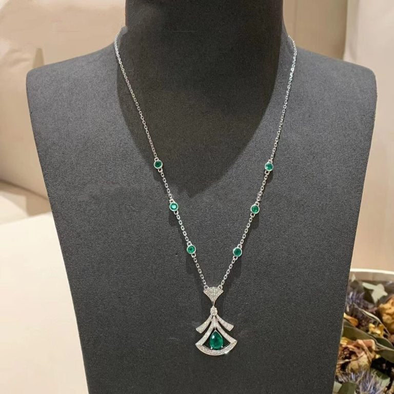 [Everoly JW]DREAM NECKLACE MALACHITE DIAMOND SILVER