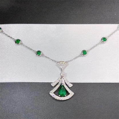 [Everoly JW]DREAM NECKLACE MALACHITE DIAMOND SILVER