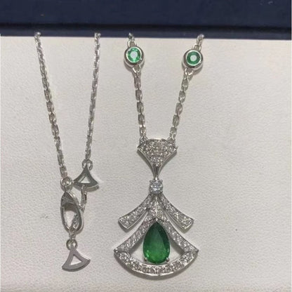 [Everoly JW]DREAM NECKLACE MALACHITE DIAMOND SILVER