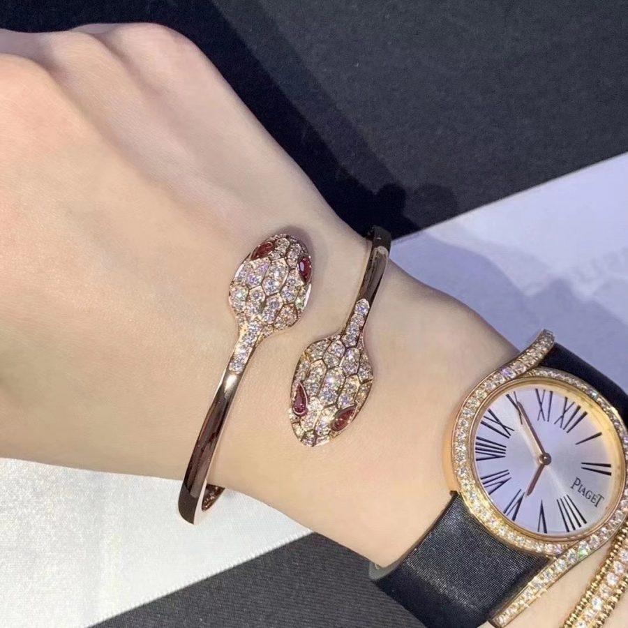 [Everoly JW]SERPENTI BRACELET PINK GOLD DIAMOND DOUBLE SNAKE