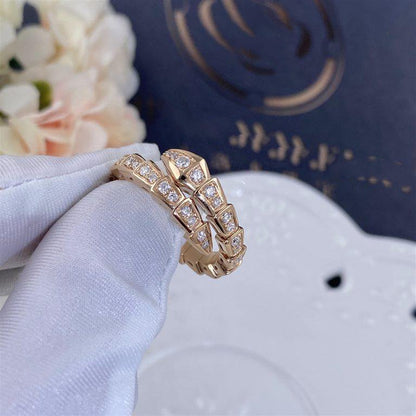 [Everoly JW]SERPENTI RING PINK GOLD DIAMOND PAVED 4MM