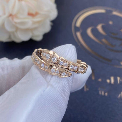 [Everoly JW]SERPENTI RING PINK GOLD DIAMOND PAVED 4MM