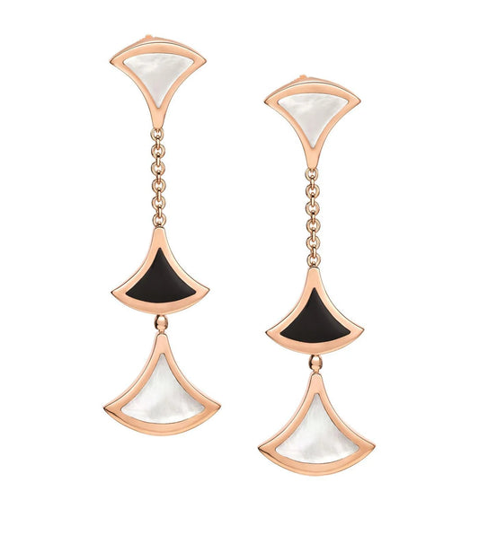 [Everoly JW]DREAM EARRINGS 3 MOTIFS ONYX MOP PINK GOLD