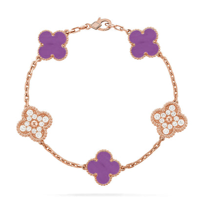 [Everoly JW]  CLOVER 5 MOTIF VIOLET BRACELET COLLECTION