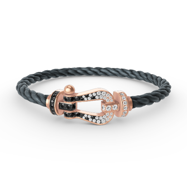 [Everoly JW]FORCE LARGE HORSESHOE BLACK WHITE DIAMOND BRACELET ROSE GOLD