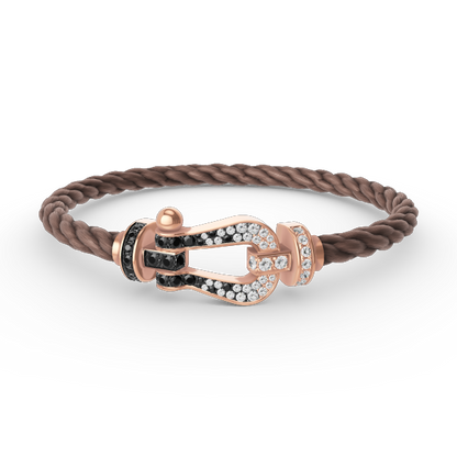 [Everoly JW]FORCE LARGE HORSESHOE BLACK WHITE DIAMOND BRACELET ROSE GOLD
