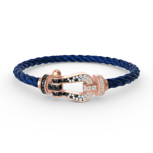 [Everoly JW]FORCE LARGE HORSESHOE BLACK WHITE DIAMOND BRACELET ROSE GOLD