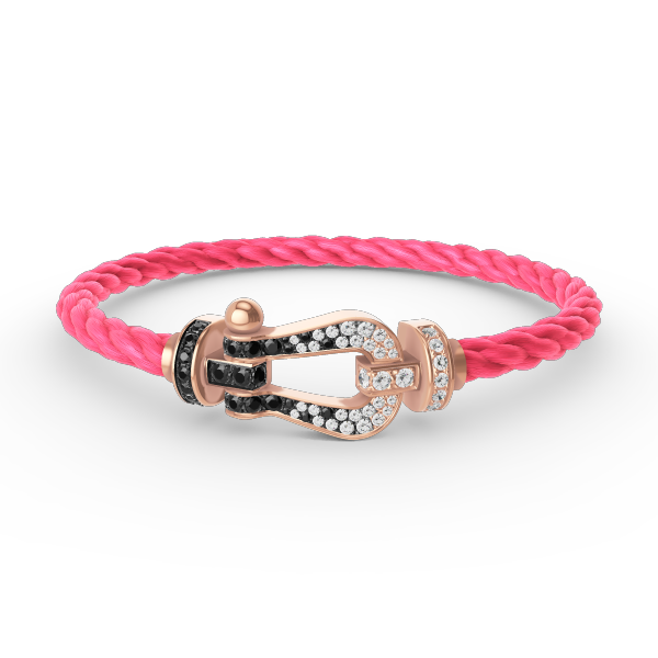 [Everoly JW]FORCE LARGE HORSESHOE BLACK WHITE DIAMOND BRACELET ROSE GOLD