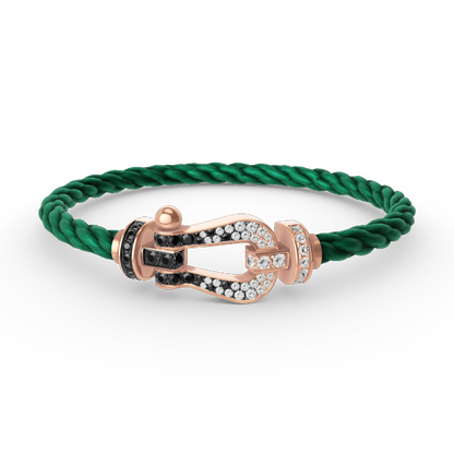 [Everoly JW]FORCE LARGE HORSESHOE BLACK WHITE DIAMOND BRACELET ROSE GOLD