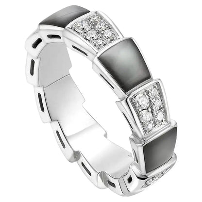 [Everoly JW]SERPENTI RING SILVER DIAMOND BLACK MOP 4MM