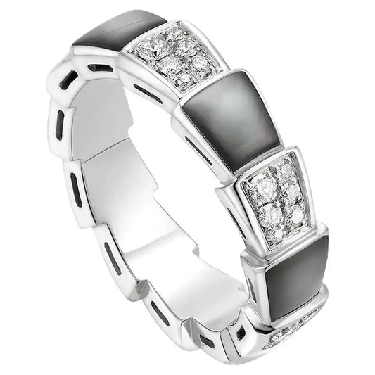 [Everoly JW]SERPENTI RING SILVER DIAMOND BLACK MOP 4MM