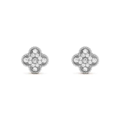 [Everoly JW]CLOVER 1 MOTIFS DIAMOND STUD EARRINGS SILVER