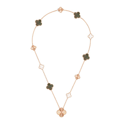[Everoly JW]DETACHABLE CLOVER 15(11+4) FLOWER ROSE GOLD NECKLACE SET