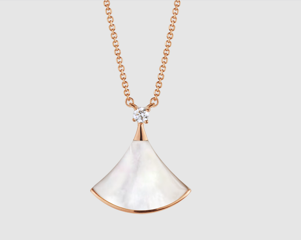 [Everoly JW]DREAM NECKLACE WHITE MOP PINK GOLD 1 DIAMOND