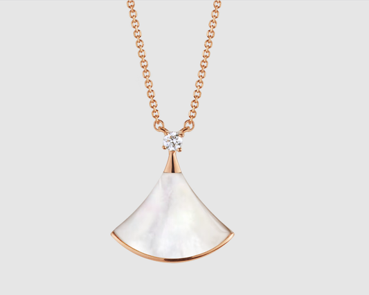 [Everoly JW]DREAM NECKLACE WHITE MOP PINK GOLD 1 DIAMOND