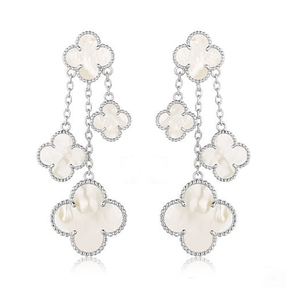 [Everoly JW]CLOVER EARRINGS WHITE MOP 4 MOTIFS SILVER