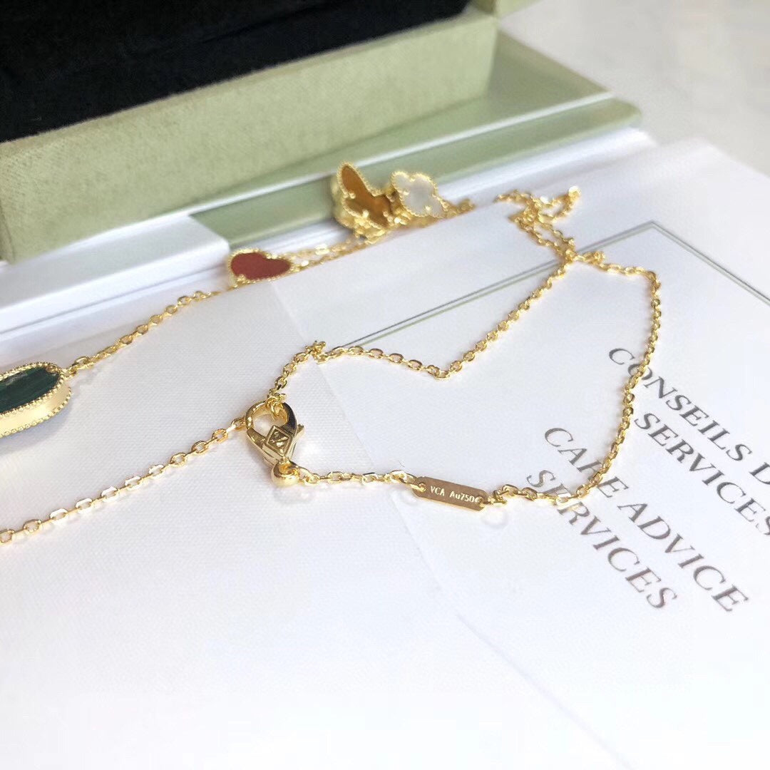 [Everoly JW]LUCKY SPRING 4 MOTIFS ROSE GOLD NECKLACE