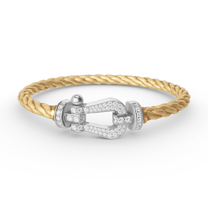 [Everoly JW]FORCE LARGE HORSESHOE FULL DIAMOND BRACELET SILVER