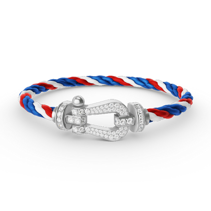 [Everoly JW]FORCE LARGE HORSESHOE FULL DIAMOND BRACELET SILVER